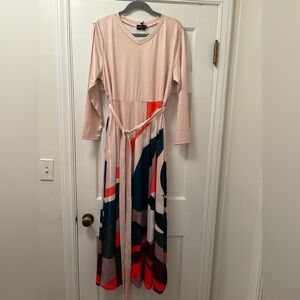 XPLUSWEAR Colorful Long Sleeve Maxi Dress